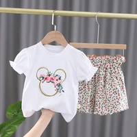 childrens clothing 2022 fashion new summer baby girl clothes sets for girls flower print short sleeve shorts 2pce suit 1 5 year