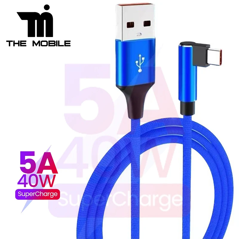 

USB Type-C Cable 5A For Huawei Mate 40 30 Pro Fast Charging Charger Cable Data Cord for Xiaomi Poco X3 Pro Redmi K50 OPPO cable