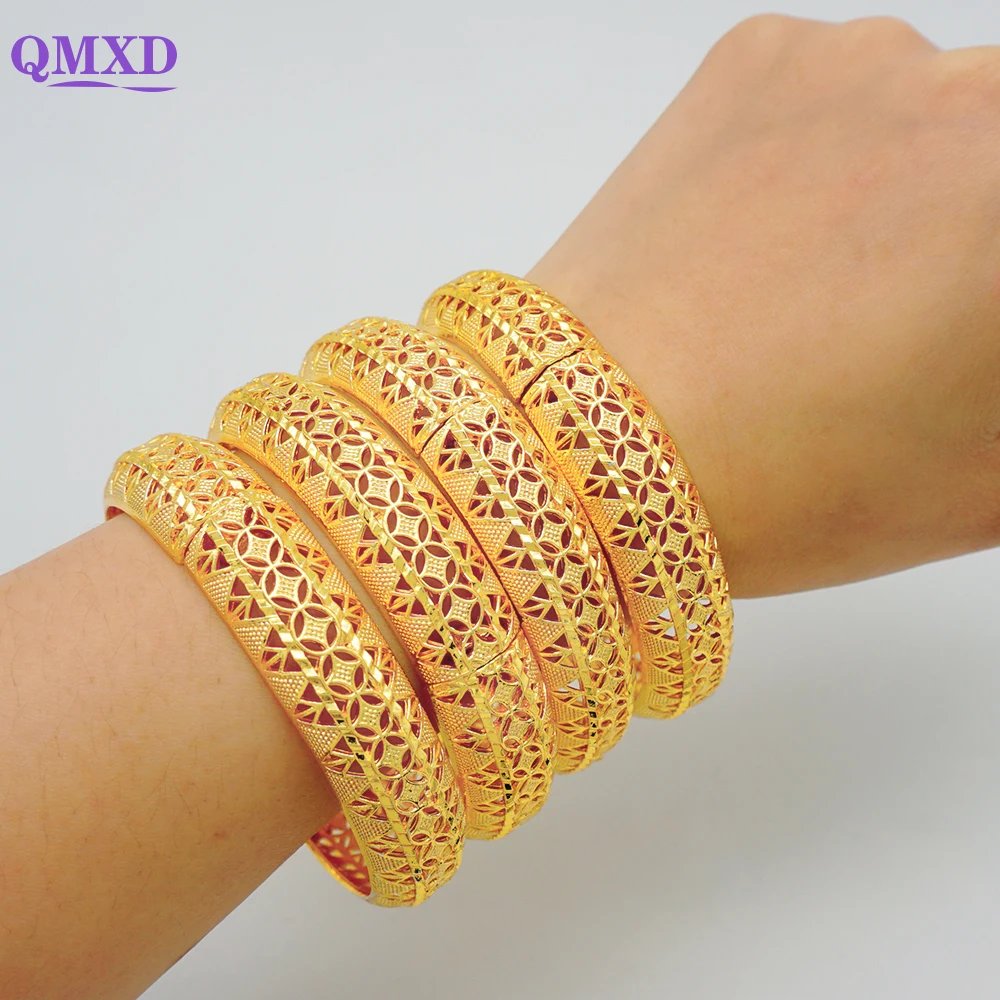 

Ethiopian Jewelry Dubai Gold Color Bangle&Bracelet For Women Indian Bangles Moroccan Bracelet Saudi Arabic Wedding Bride Gifts