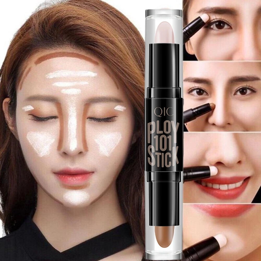 

QIC Double-head High-light Shadow Concealer Stick Long-lasting Waterproof V Face Contouring Women Cosmetics Facial Make Up Tool