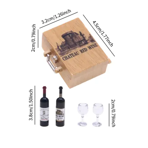 Миниатюрные бутылки вина и бокалы для кукольного домика Perfeclan
