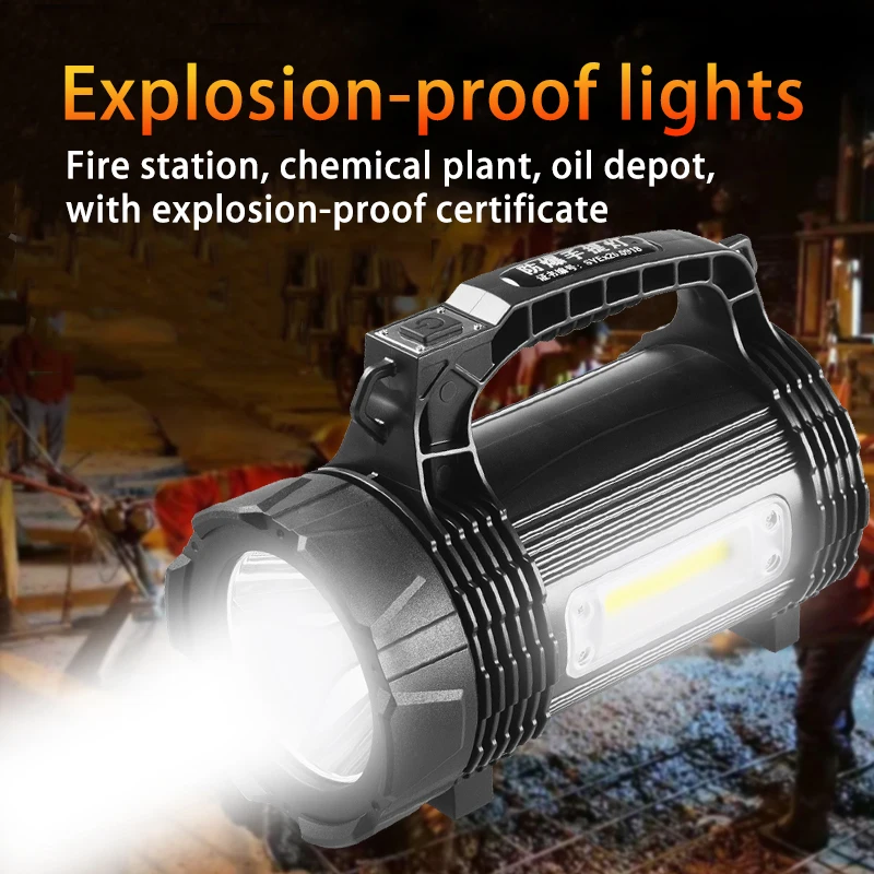 Newest portable type-c rechargeable LED flashlight USB power bank searchlight outdoor hunting waterproof handheld torch