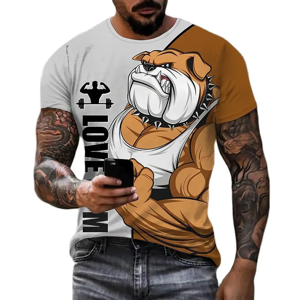 

Funny Animal Print Men's Fitness T-shirt Summer Casual O-neck Pullover Oversized Streetwear Fashion Sports Short Sleeve Tees 6XL