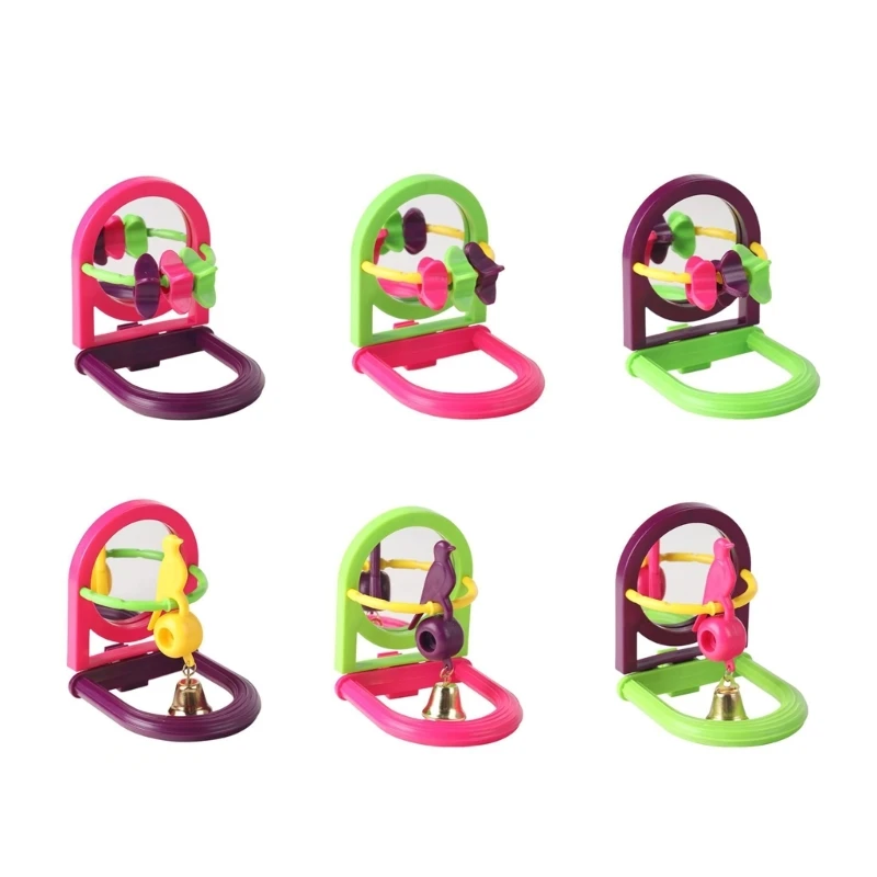 

Pet Bird Mirror Stand Toy Rest Perch for Small Large Bird Birdcage Accessories 594C