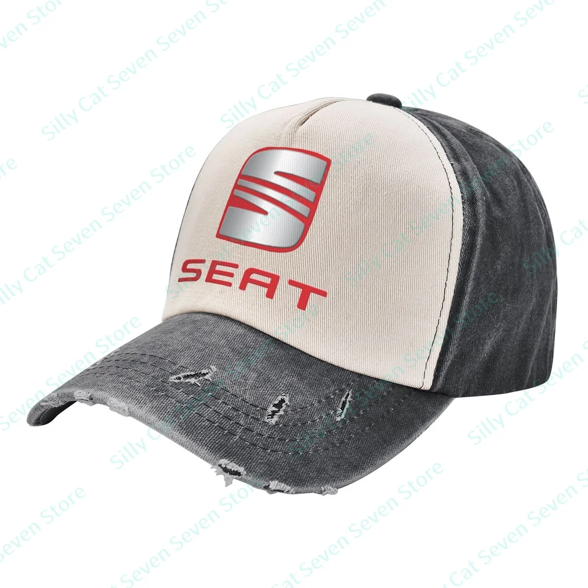 

Fashion Seat cowboy Baseball Cap Men Women Vintage adjustable Mixed color stitching Baseball Cap Washed Dad Hat