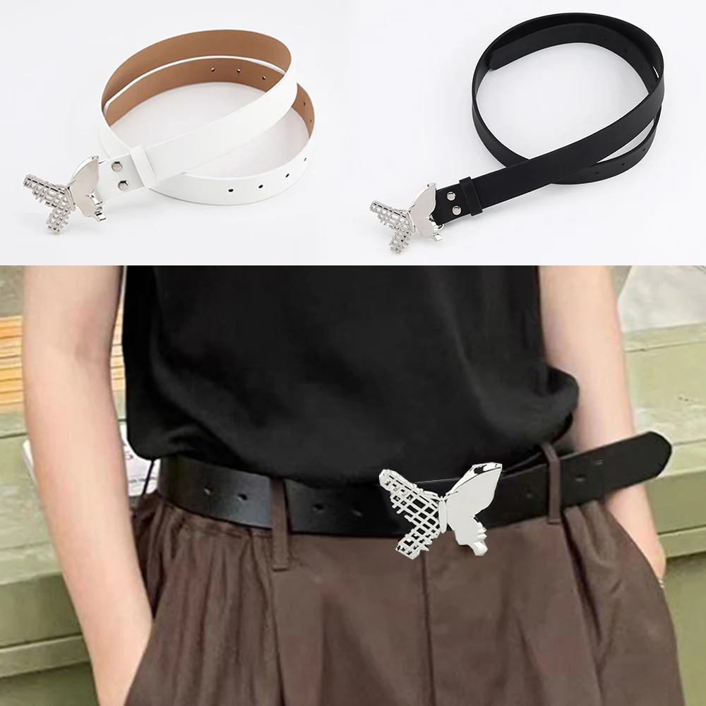 

Новый уникальный ремень для джинсов, брюк, декоративный черный, белый ремень на талию «сделай сам», простой винтажный Готический ремень с пряжкой-бабочкой