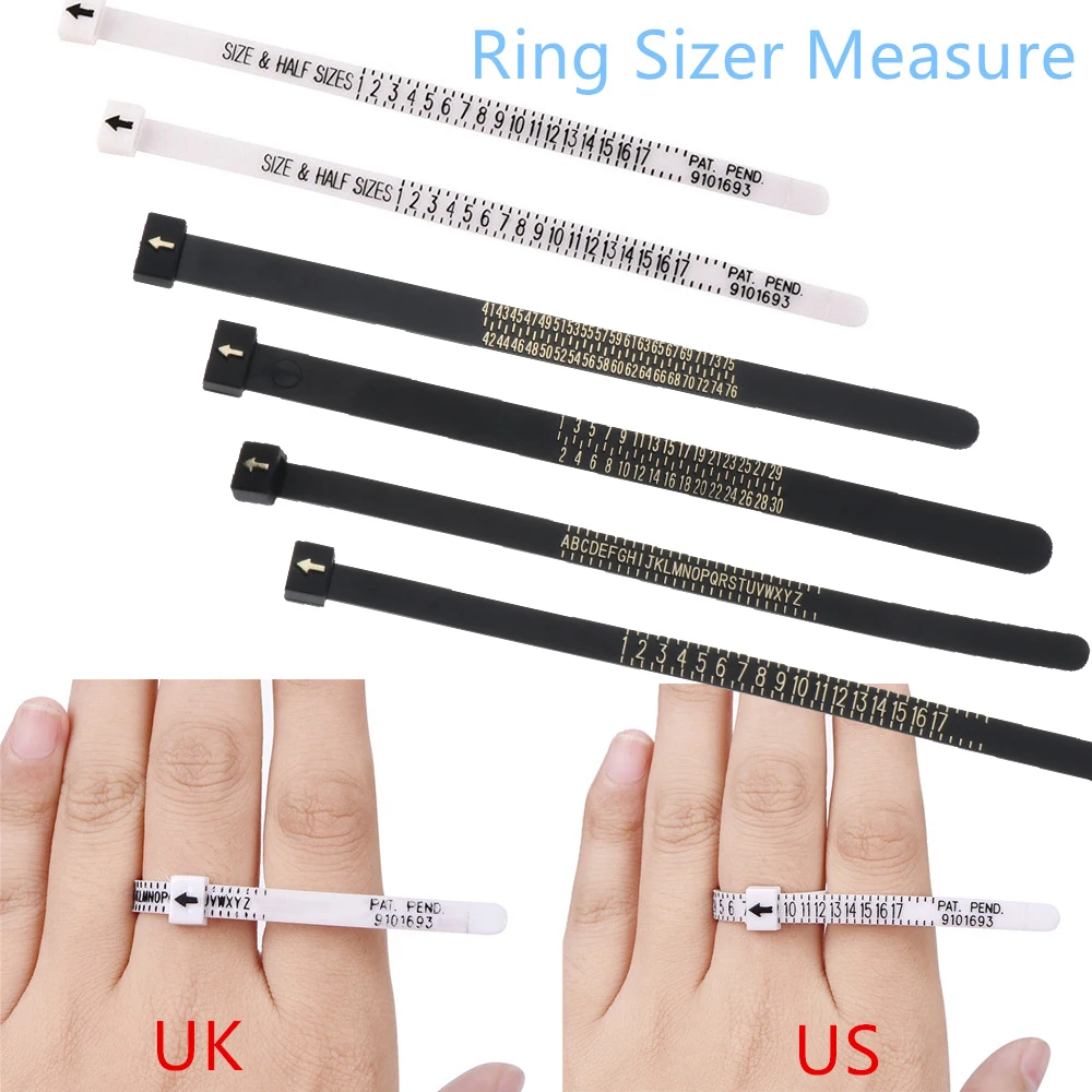 

High Quality Sizes A-Z UK/US/EU/JP White/Black Genuine Tester Ring Sizer Measure Wedding Ring Band Finger Gauge