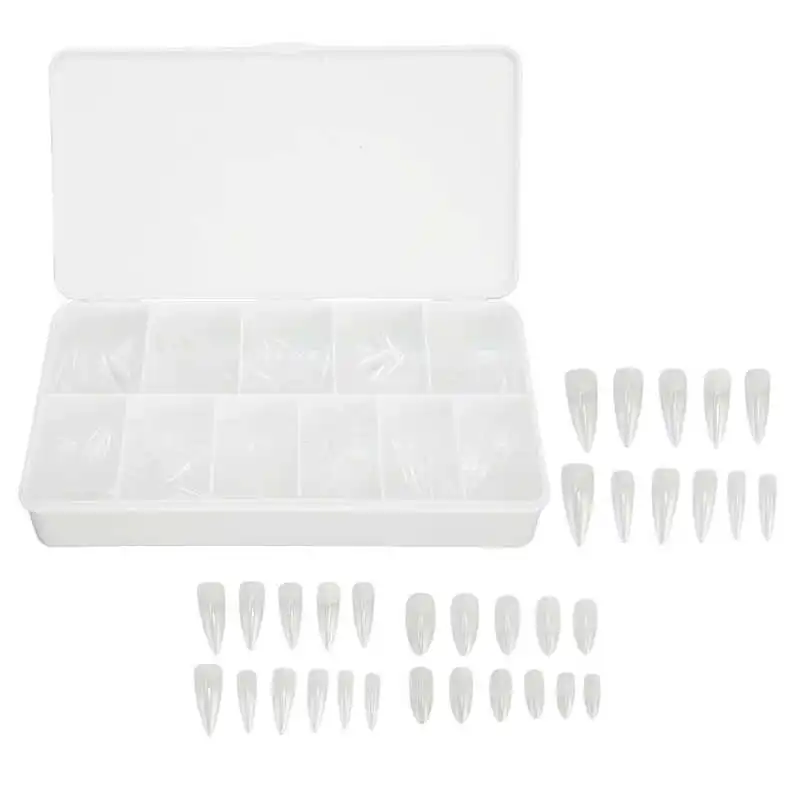 

Half Frosted Fake Nail Ultra Thin Lightweight Long Clear Fake Nails 550 False Nails for Home for Wedding