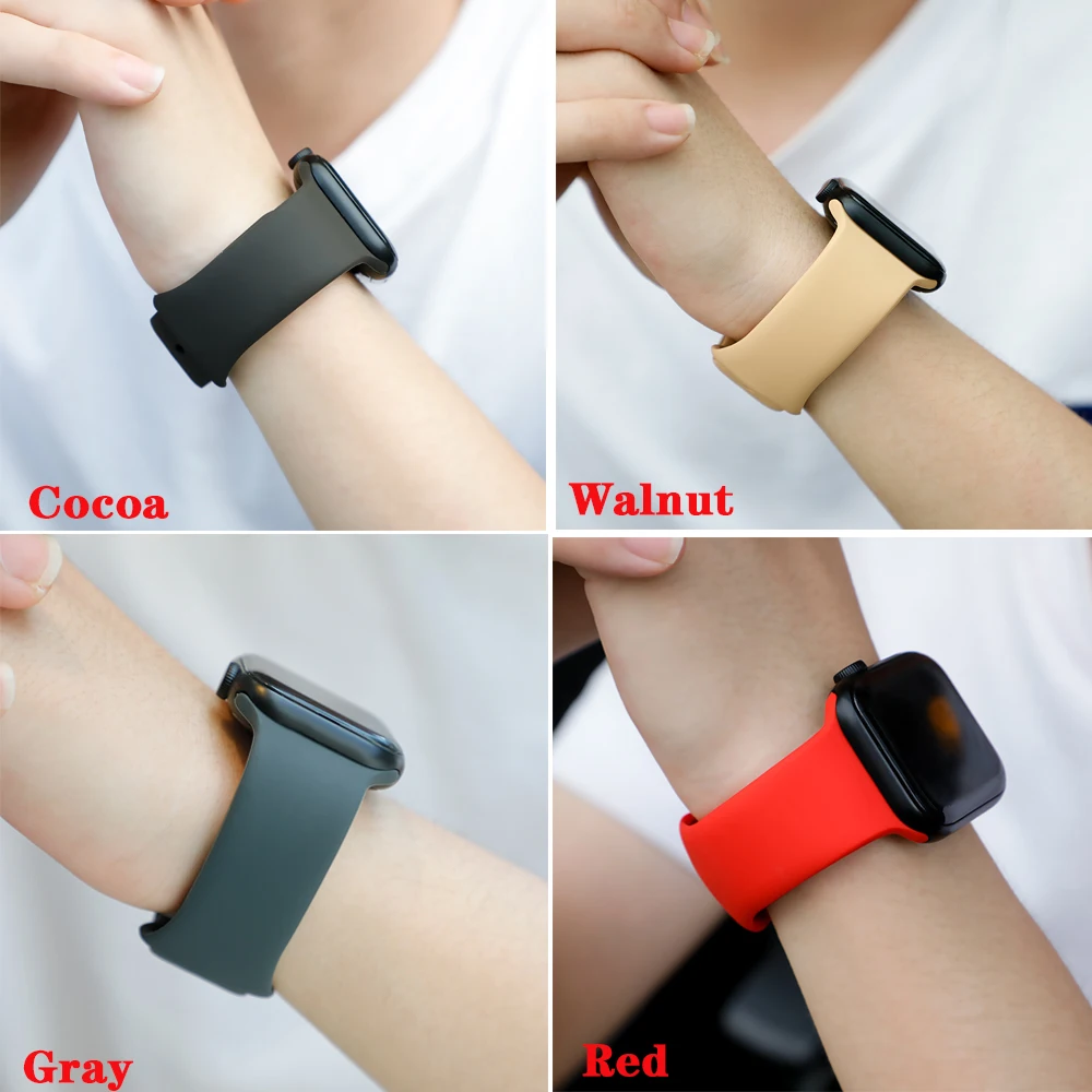 

Ремешок спортивный для Apple Watch, силиконовый браслет для смарт-часов iWatch Series 3 4 5 6 7 SE, 45 мм 41 мм 44 мм 40 мм 38 мм 42 мм