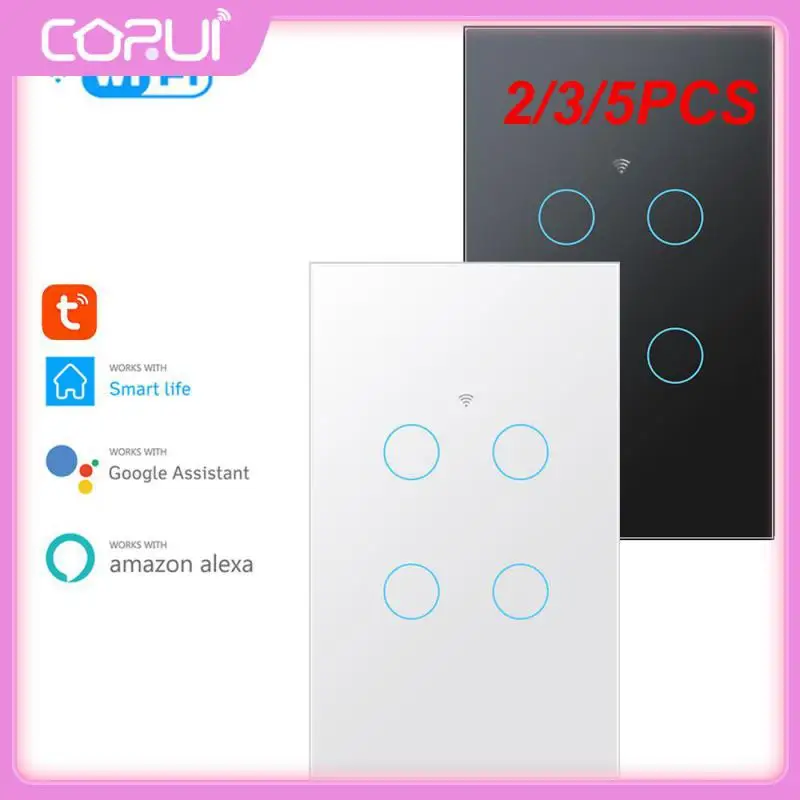

2/3/5PCS 1/2/3/4gang Voice Control Wif Smart Switch For Alexa And Google Home Assistant Smart Touch Switch Tuya And Smart Life