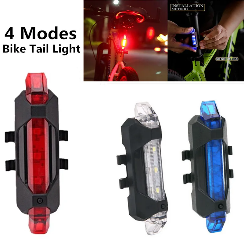 

LED Bicycle TailLight Waterproof USB Rechargeable Mountain Bike Light Safety Warning Cycling Light Flashlight Bike Back Lamp