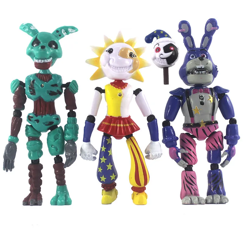 

3Pcs/Set Fnaf Sundrop Anime Figure Five Night At Freddy Movable Bonnie Bear Pvc Model Action Figure Freddy Toys Gifts