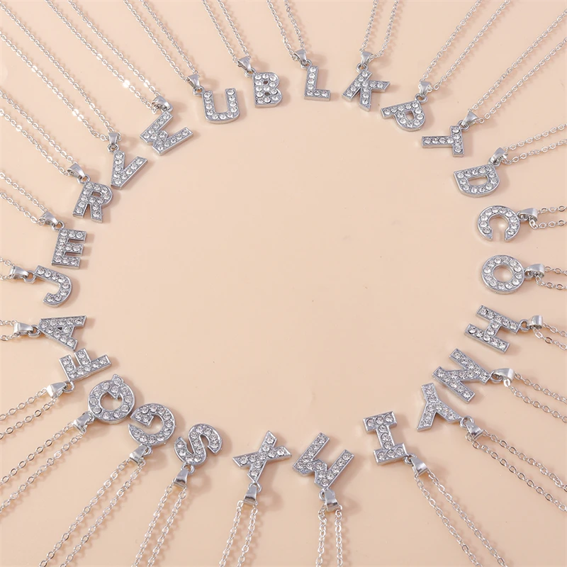 

Cute A-Z 26 Crystal Letter Choker Necklaces for Women Alphabet Pendants Necklaces Girls Party Holiday Jewelry Accessories