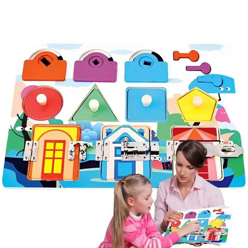 

Children Busy Boards Kids Montessori Unlock Door Latch Toy Wooden DIY Accessories Material Early Education Skill Learning Toys