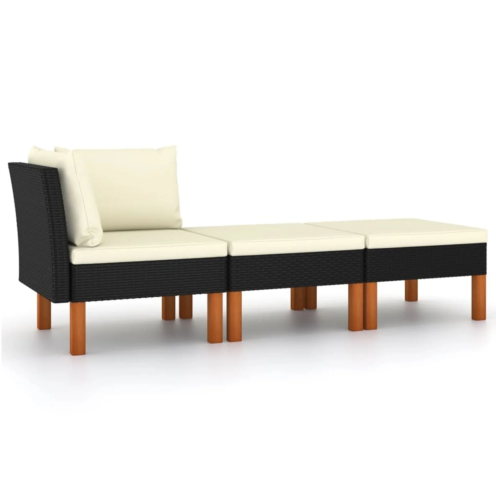

3 Piece Garden Lounge Set Poly Rattan and Solid Eucalyptus Wood