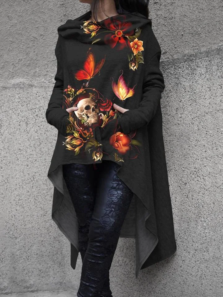 

2022 Long Dress Hoodies Women Halloween Embroidered Long Hoodies Sweatshirt 3D Printed Long-sleeved Oversized Hooded Fashion