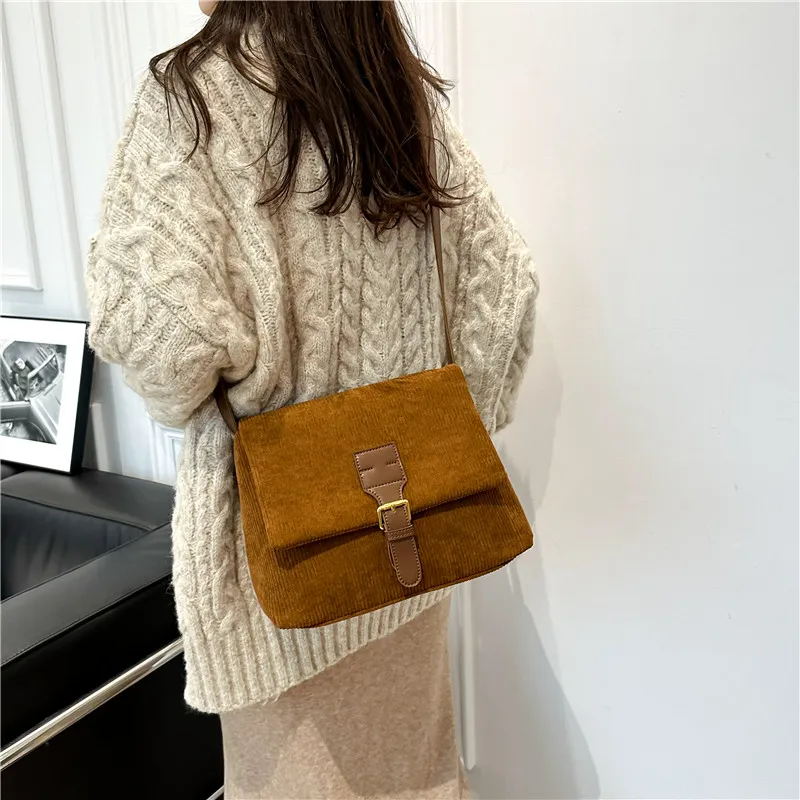 Женская Вельветовая сумка через плечо в стиле ретро