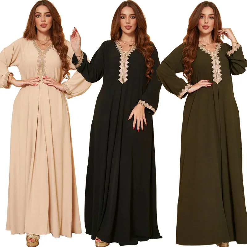 Autumn and Winter Middle East Muslim Fashion Lace Southeast Asia Womens Dress Cardigan Muslim Abaya Dubai