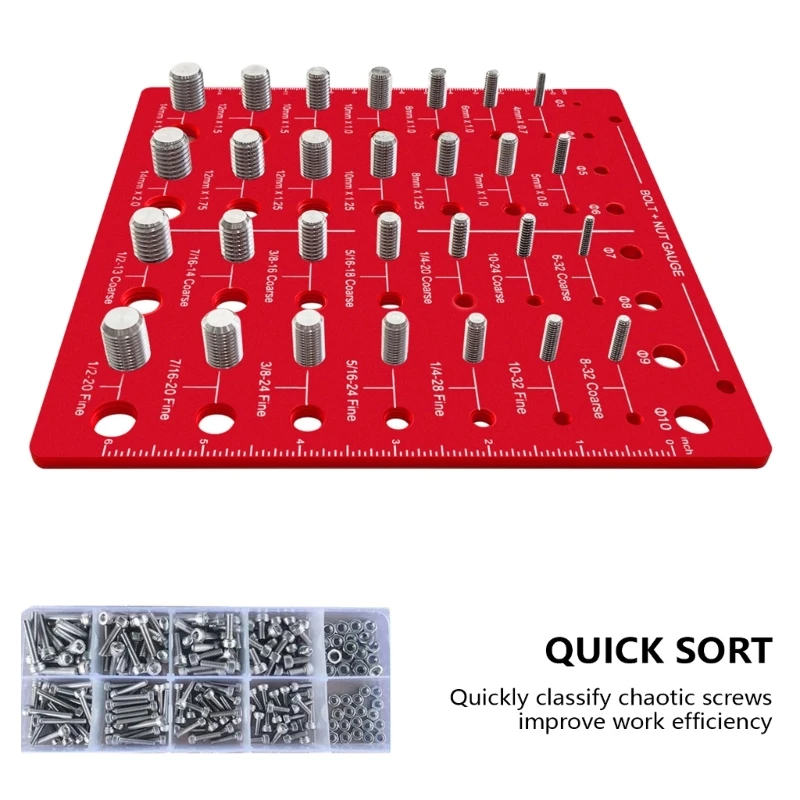 Идентификатор резьбы Тестер 28 Гайка Болт Проверка размера Калибр винта