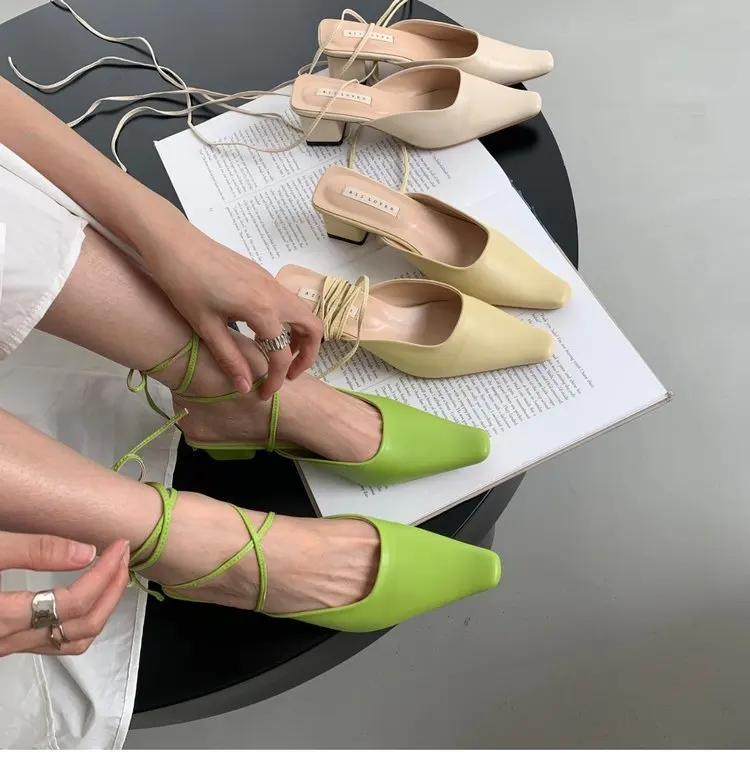

Women's shoes 2022 fish mouth head high-heeled back strap sandals casual fashion thick-heeled Korean style half-slip