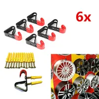 6pcs Wheel Rim Hub Hooks Shop Display Stand Rack Metal Holder Wall Mounted Hanging for Car Store Show Exhibition Room