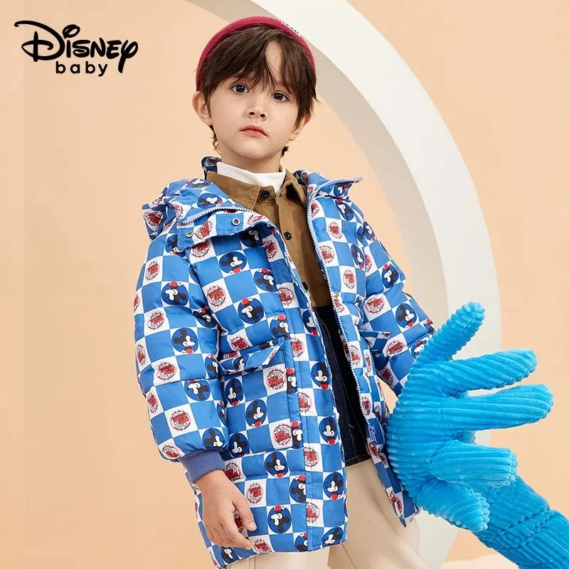 

Disney Children's Down Cotton Jacket Cartoon Mickey Pattern Warm Cotton Jacket In The Long Section of The Jacket Winter