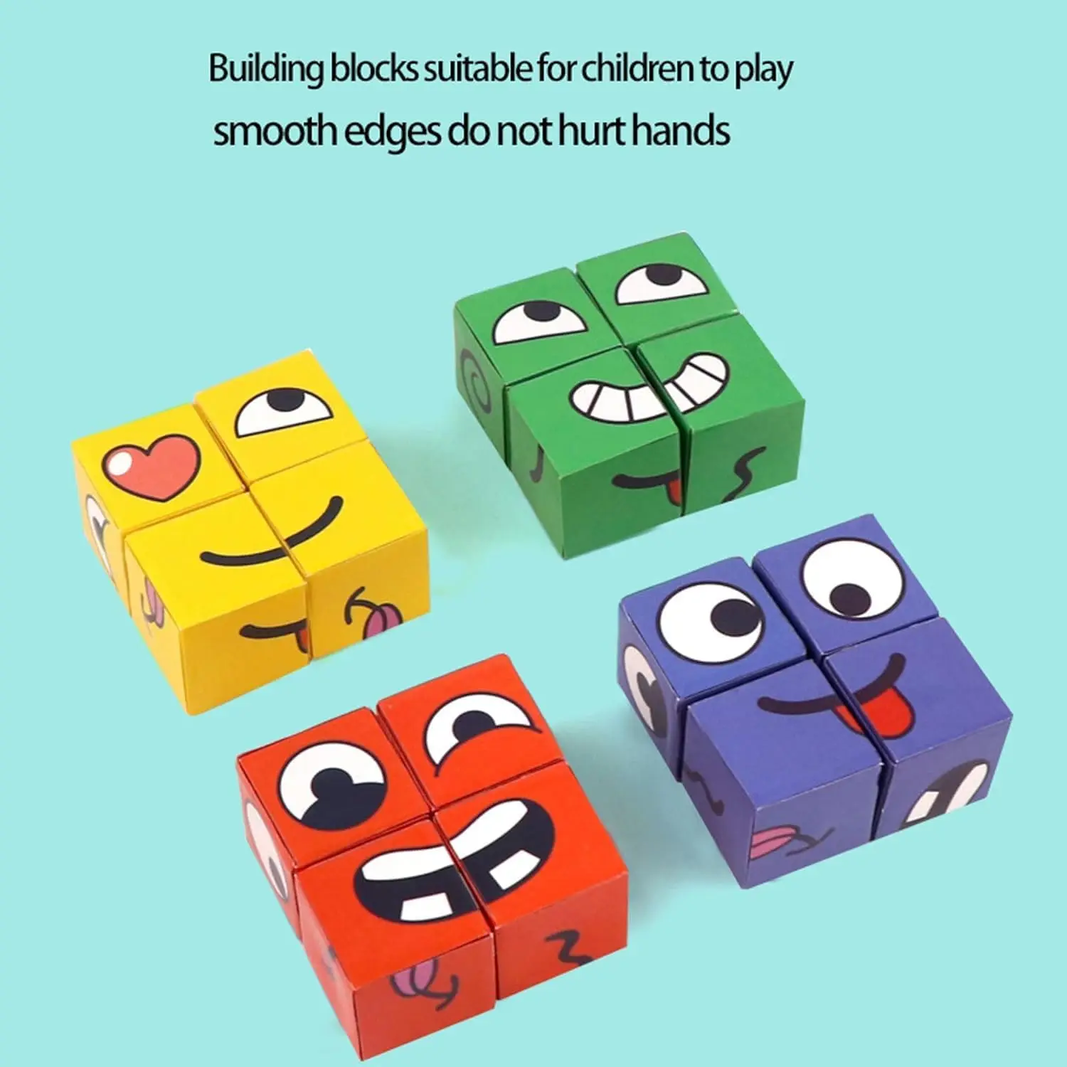 Детские строительные блоки меняющие лицо настольные игры кубик Монтессори