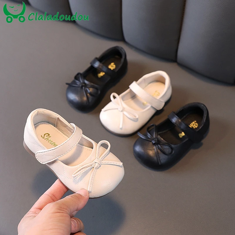 

12-19cm Brand Simple Solid Little Princess Dress Shoes For Performance Wedding Party,Infant Bowtie Birthday Flats School Shoe