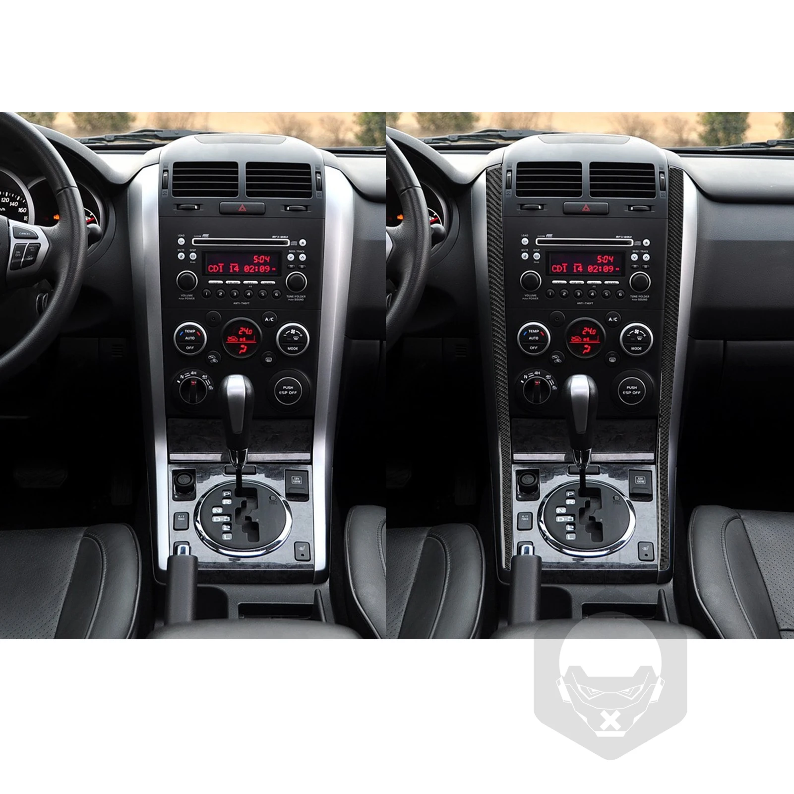Фото Для Suzuki Grand Vitara 2006-2013: накладка на панель центральной консоли и боковую панель переключения передач, из настоящего карбона, аксессуары для интерьера, наклейки №1
