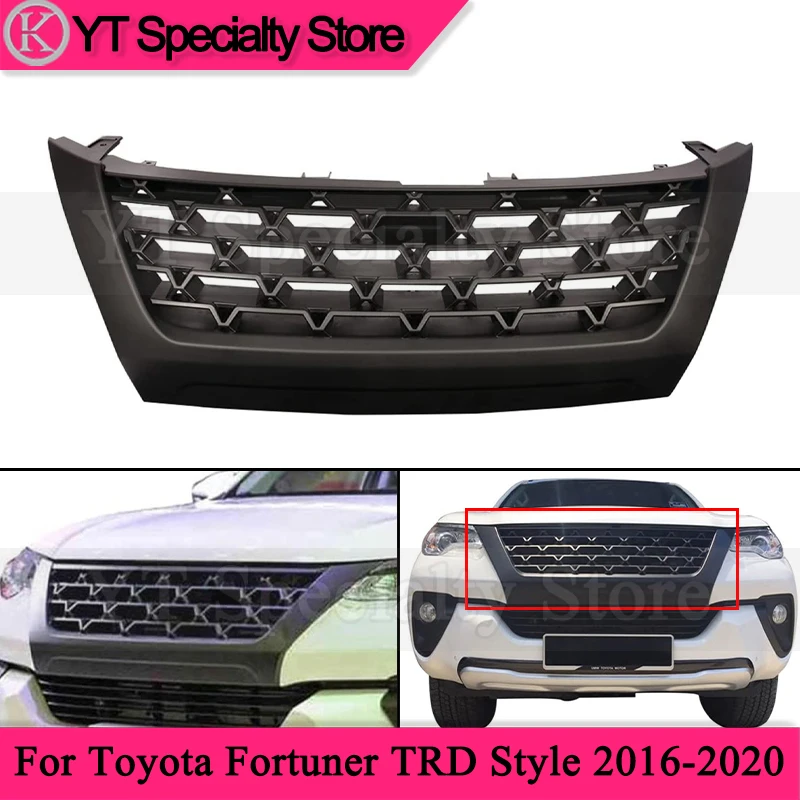 

Решетка переднего бампера Kamshing, модифицированная маска, сетка радиатора для Toyota Fortuner TRD Style 2016-2020, модифицированные гоночные грили