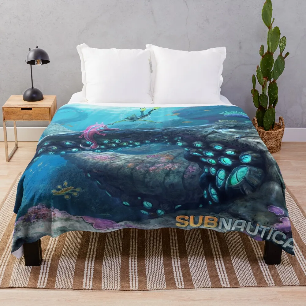 

Уличное одеяло, мягкое тонкое теплое фланелевое одеяло Subnautica, игровой плакат, плед