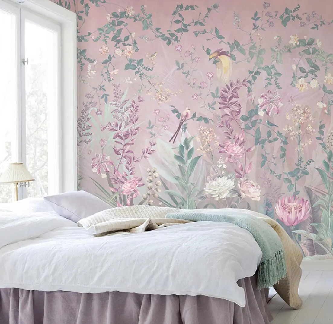 Пользовательские американские цветы и птицы 3d обои красивые лес Фреска для