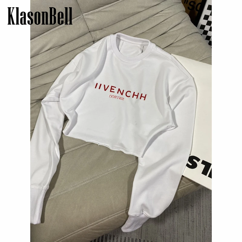 

2,9 KlasonBell свободный короткий пуловер с надписью Удобный Белый свитшот для женщин