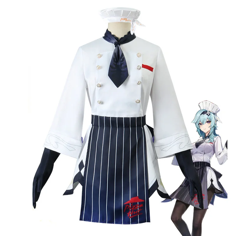 

Игра Genshin ударная и пицца хижина Eula Косплей Костюм Eula Cook наряд костюмы женщина девушка косплевечерние полный комплект