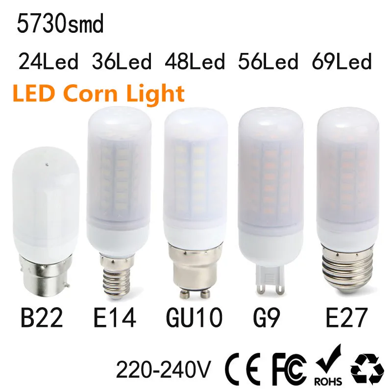 

E27 Led Lamp 220V E14 Corn Lamp 3W 5W 7W 9W 12W 15W GU10 Lampada Led Bulb G9 Led Lamp Light B22 Chandelier Lighting 240V