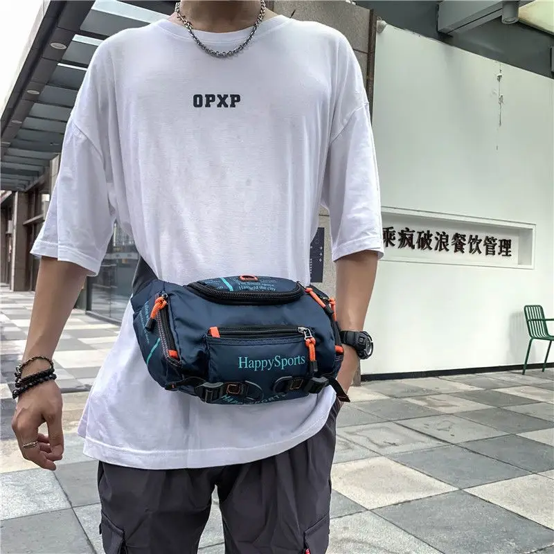 Top Waterproof Oxford Men's Tide Cool Street Waist Bag Shoulder Messenger Bag Large Capacity Travel Sling Chest Waist Bag