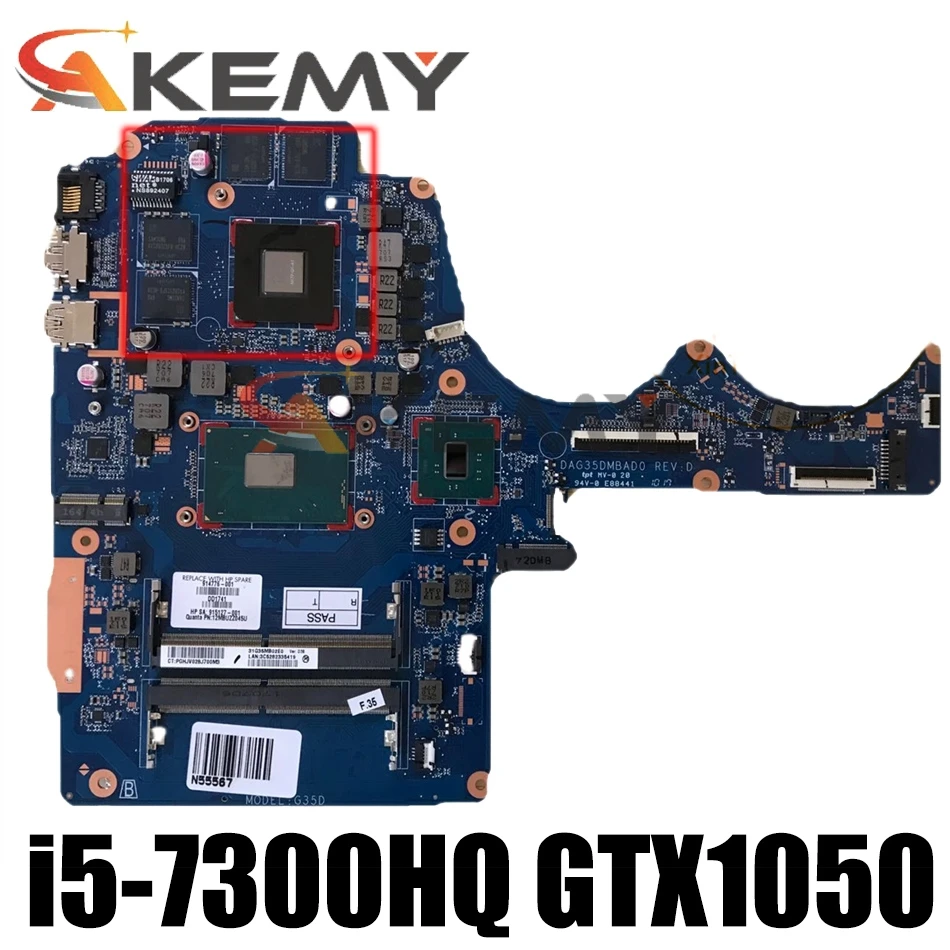 

DAG35DMBAD0 15-BC motherboar For HP 15-BC 15-AX Laptop Motherboard i5-7300hq CPU GTX1050-2GB 100% original