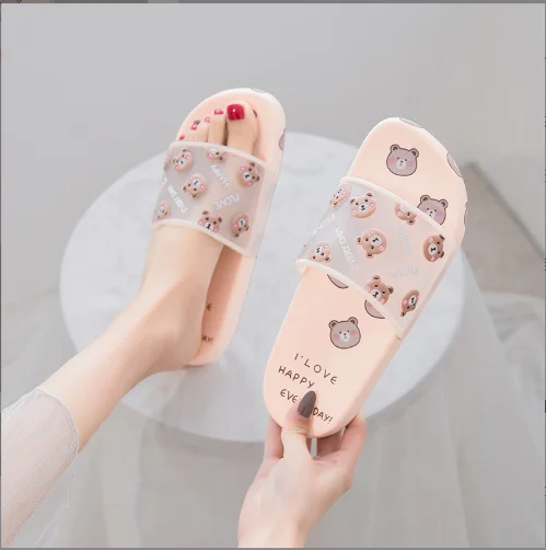 2022 Summer Shoes Women Slippers Sandals Cartoon Bear Soft Flat Antiskid Slides Home Shoes Woman Chaussure Femme sandalias mujer