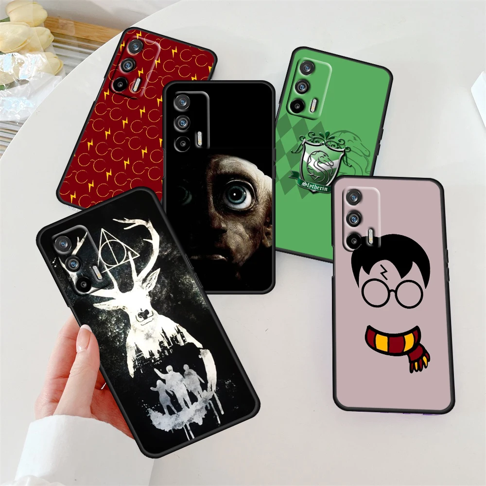 

P-pottesr Cartoon Cute For Realme GT Neo3 2Pro Master X3 X2 Q5i Q3S C21Y C20 C11 2021 C3 C2 5G Silicone Soft Black Phone Case