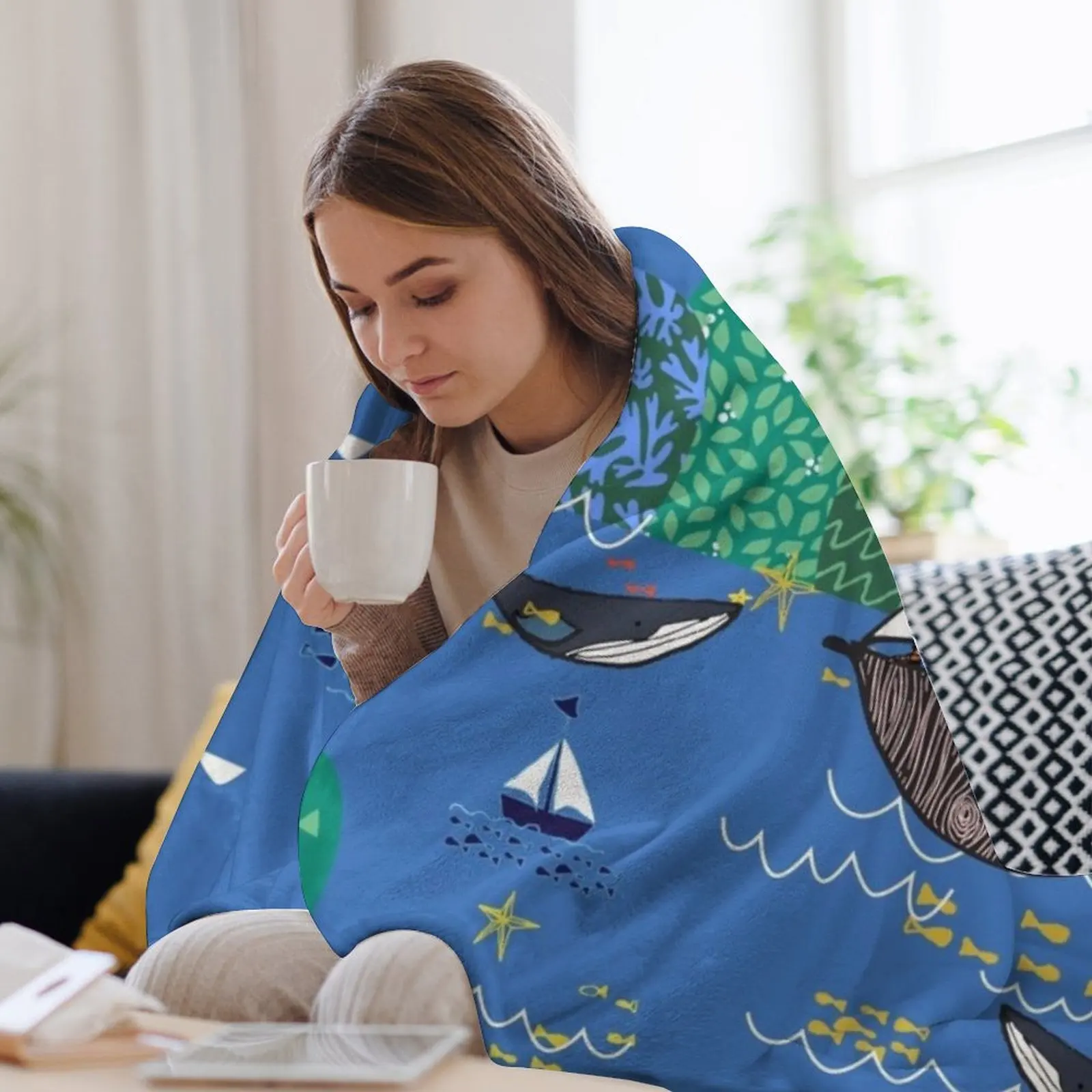 Пираты Ahoy Blue Плед Волосы Мягкие Самые Одеяла