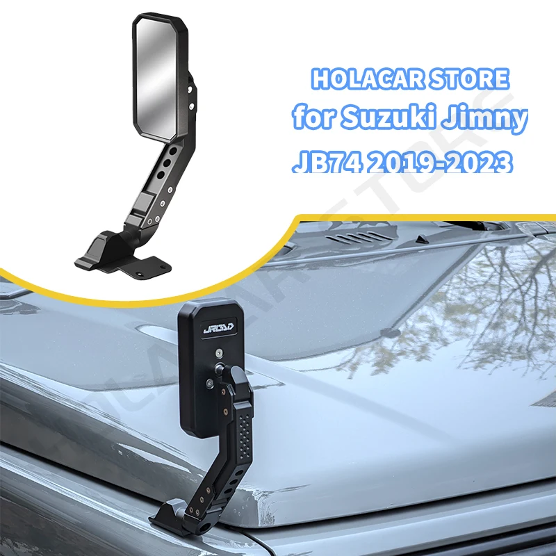 Фото Резервное зеркало на капоте двигателя Jimny, черное, предотвращающее слепое пятна, широкоугольное зеркало для Suzuki Jimny JB74 JB64 2019 2022 2024 2025 №1
