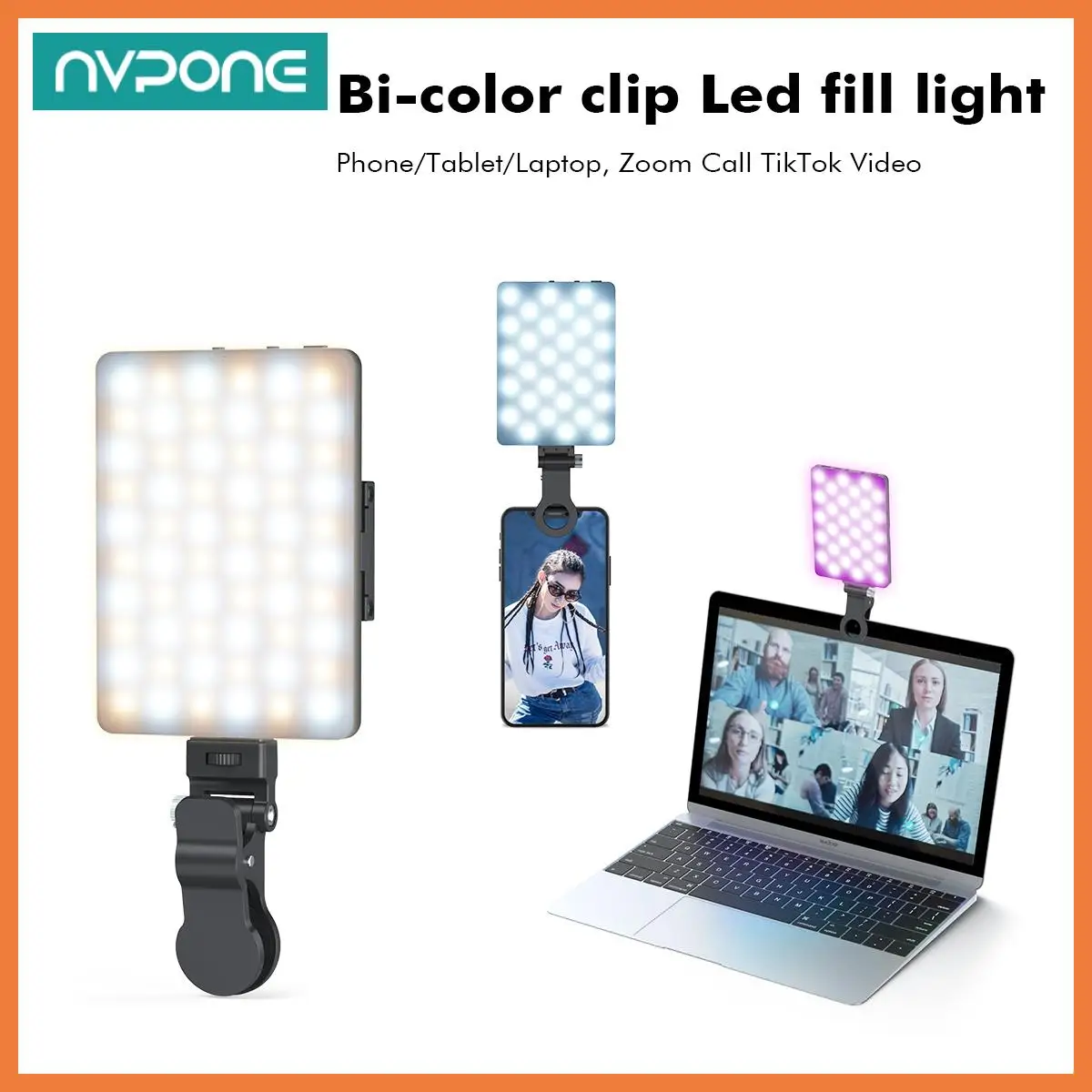 

LED Mobile Phone Computer Fill-in Light Adjustable Portable LED Lamp Rechargeable Clip Fill Video Light For Live Selfie Meeting