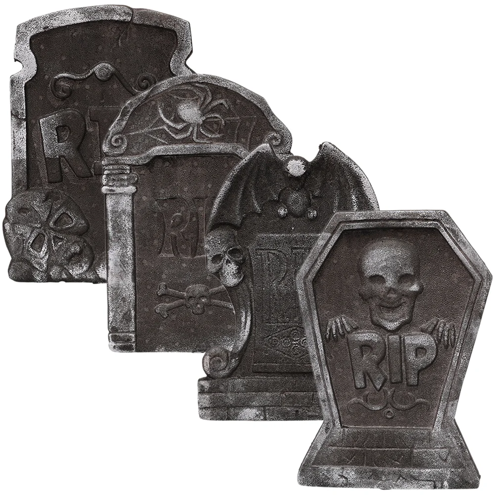 

4pcs Foams Tombstone Decor Halloween Tombstone Decoration for Haunted House Yard
