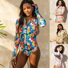 Женский слитный купальник в горошек, с длинным рукавом и цифровым принтом