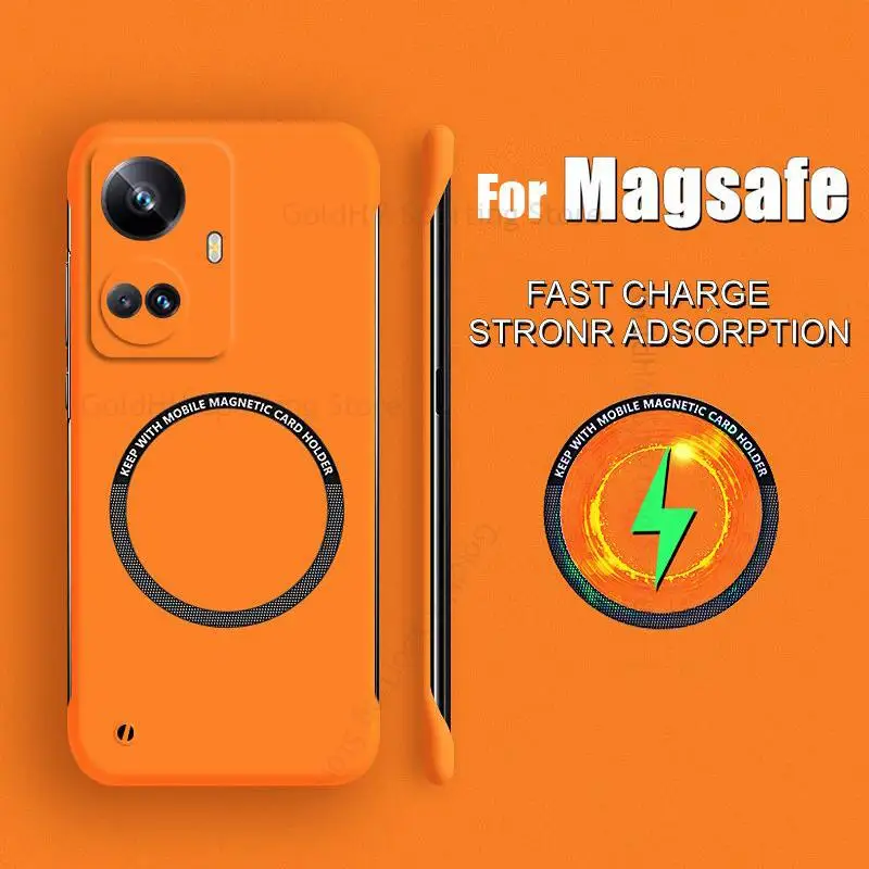 

Funda For Realme 10 Pro Plus For Magsafe Magnetic Frameless Case For Realme GT Neo3 Neo2 GT2 Pro Wireless Magsafing Matte Cover
