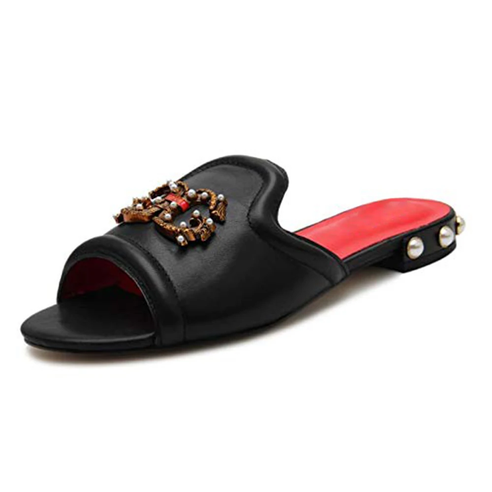 Designer Luxury Black Flat Sandals Shoes for Women 2022 Slippers,Brand Sandals Woman Summer Fashion Slip on Slippers Plus Size