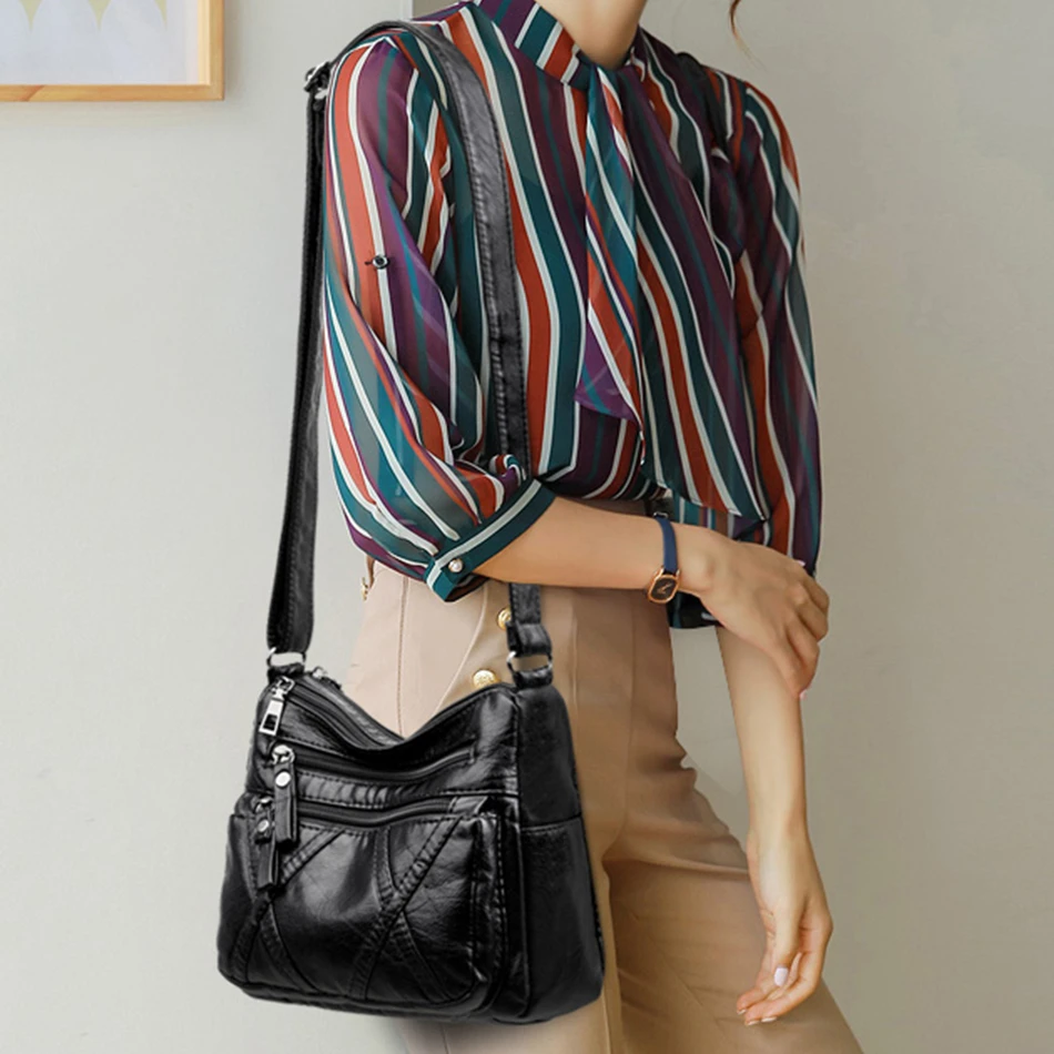 2023 Fashion New Multi-pocket Shoulder Crossbody Bag for Women High Quality Soft Leather Luxury Designer Purses and Handbags Sac