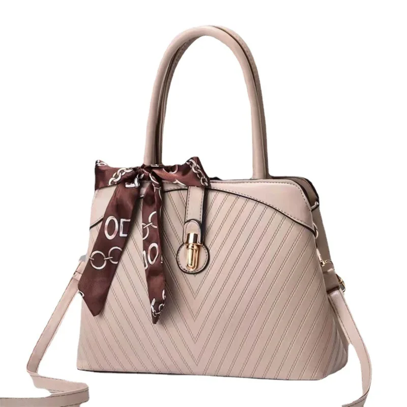 Lady Shoulder Bag Ribbon Printing Casual Leather Crossbody Tote Bags for Women Fashion Large Size Satchel Shoulder Bag Female