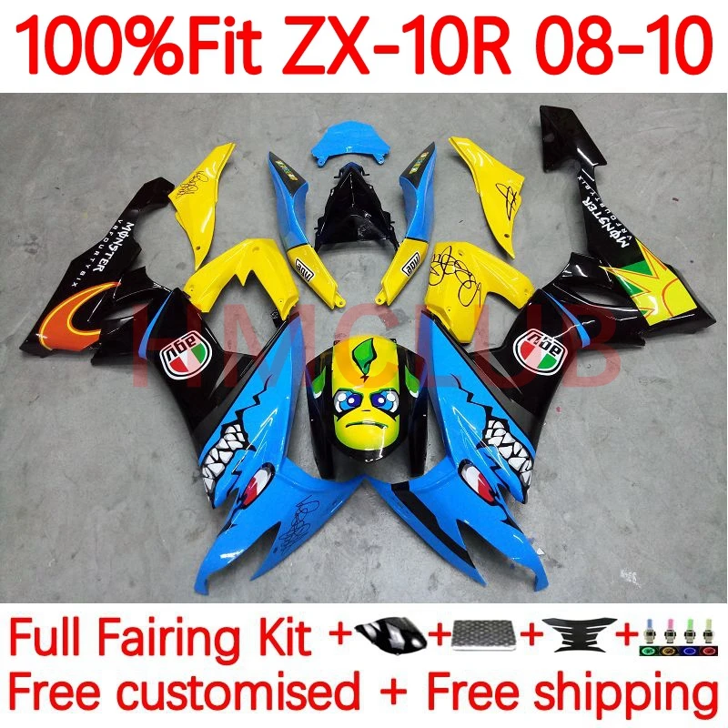 

Инъекционный корпус для KAWASAKI NINJA ZX-10R ZX 10 R 10R 1000CC ZX10R 2008 2009 2010 ZX1000 C 08 09 10 shark blue Fairing 70No.187