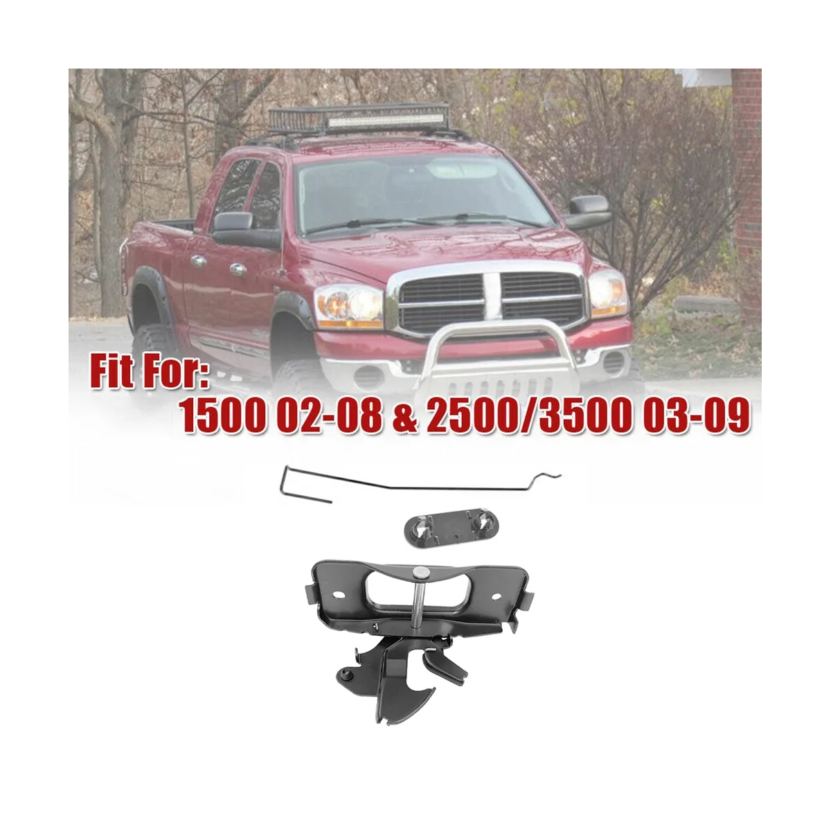 

Hood Latch & Catch Striker & Rod & Safety Catch Kit 55275850AB for Dodge Ram 1500 2500 3500